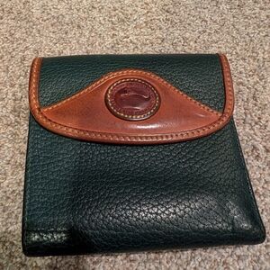Dooney & Bourke Green and Tan Leather Wallet